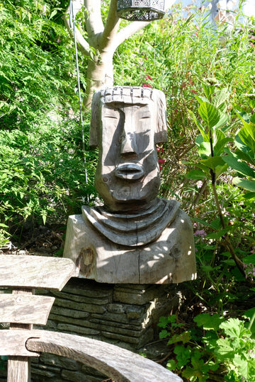 Naïve Folk Art Bust Of A Man In Wood