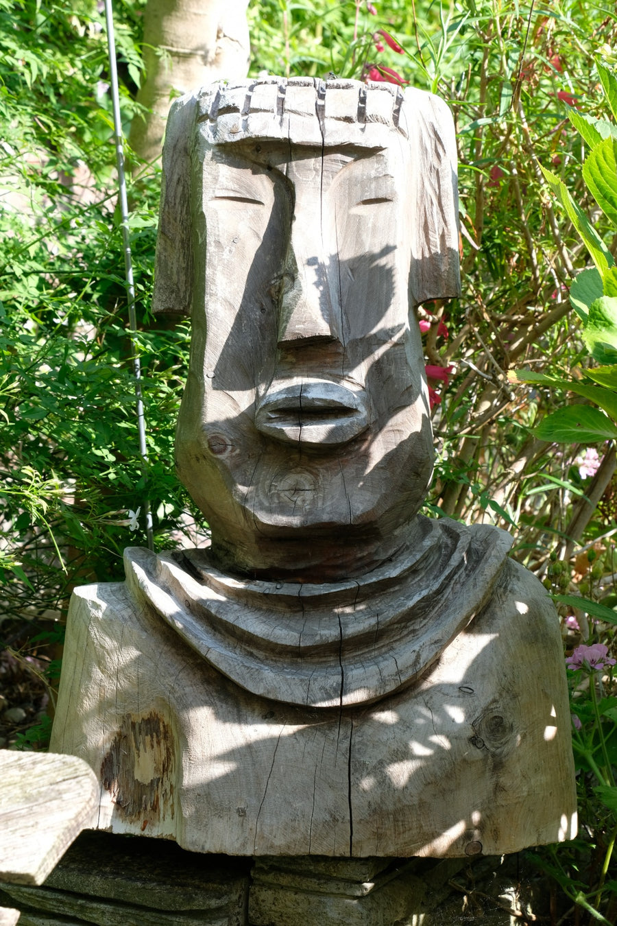 Naïve Folk Art Bust Of A Man In Wood