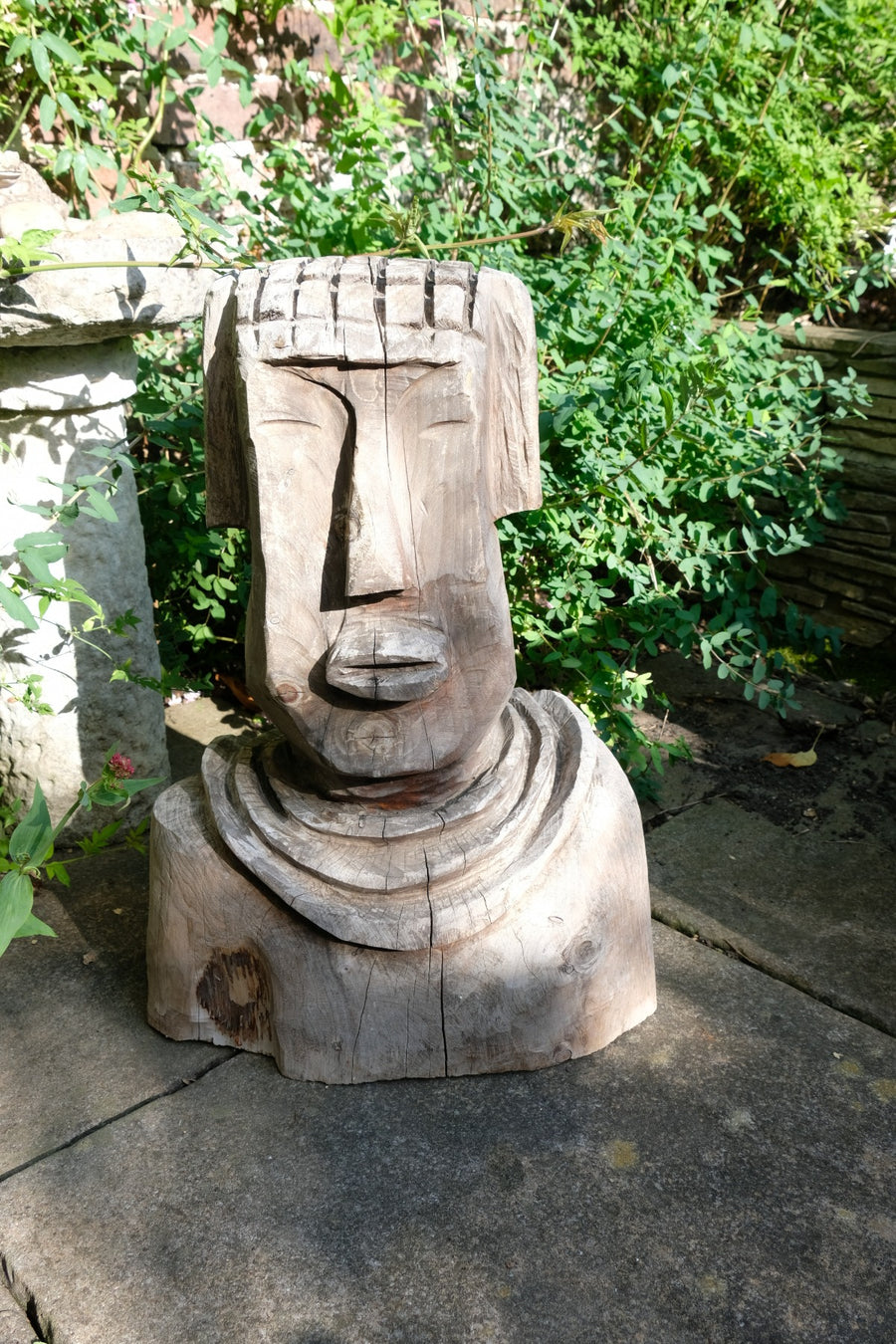 Naïve Folk Art Bust Of A Man In Wood