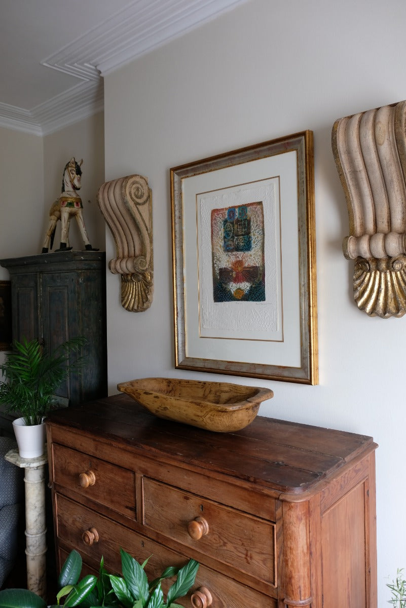 Architectural Pair Of Carved Giltwood Oak Corbels