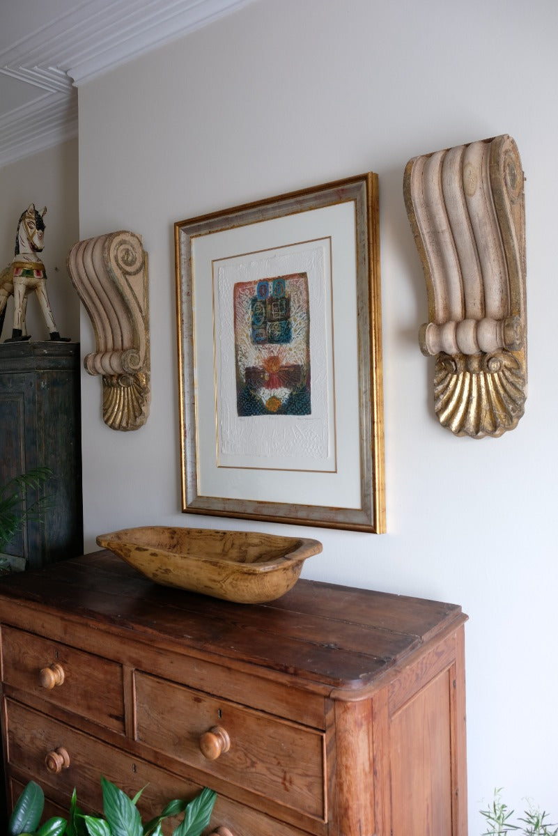 Architectural Pair Of Carved Giltwood Oak Corbels