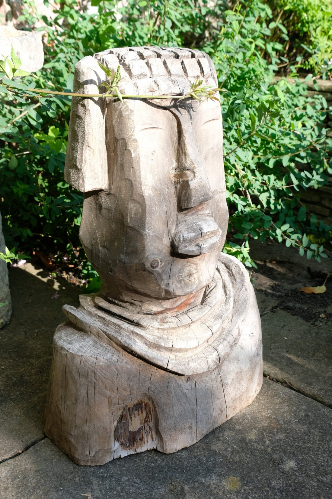 Naïve Folk Art Bust Of A Man In Wood