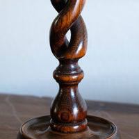 Pair 19th Century Oak Barley Twist Candle Sticks