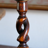 Pair 19th Century Oak Barley Twist Candle Sticks