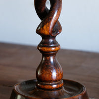 Pair 19th Century Oak Barley Twist Candle Sticks