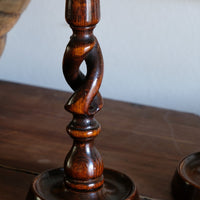 Pair 19th Century Oak Barley Twist Candle Sticks