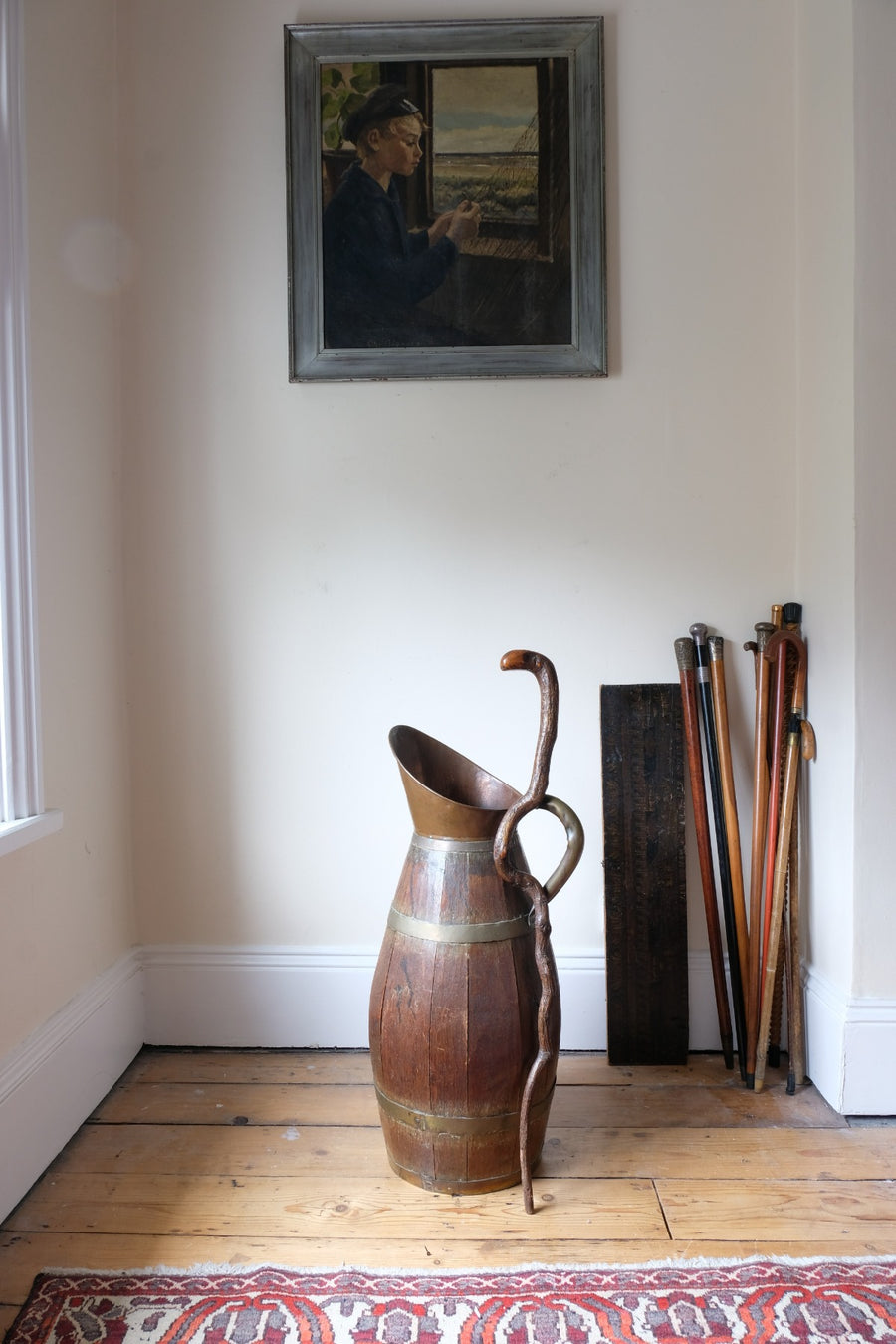 Vernacular Folk Art Twisted Walnut Walking Stick