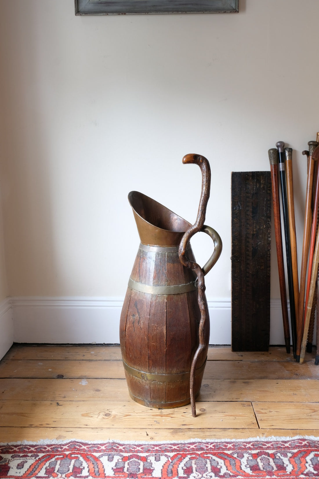 Vernacular Folk Art Twisted Walnut Walking Stick