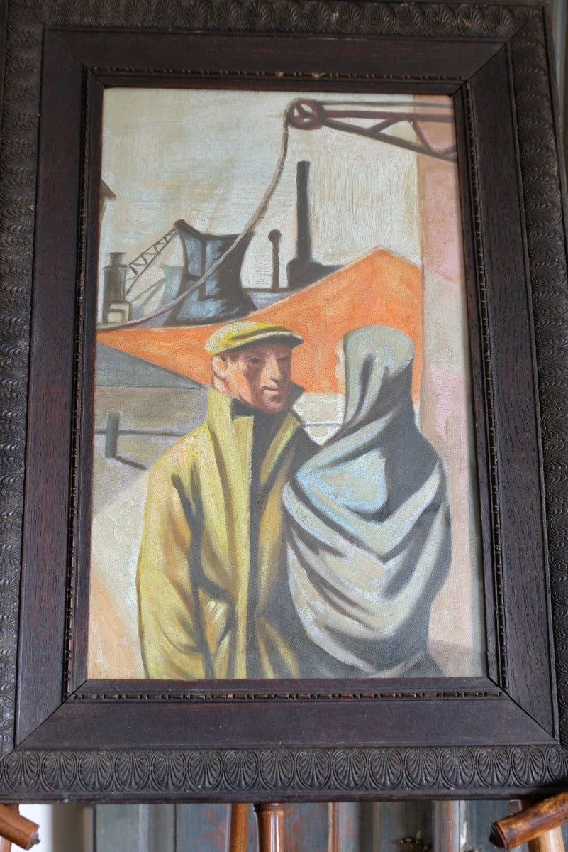 Life on The Docks Oil Painting Of A Man And Woman