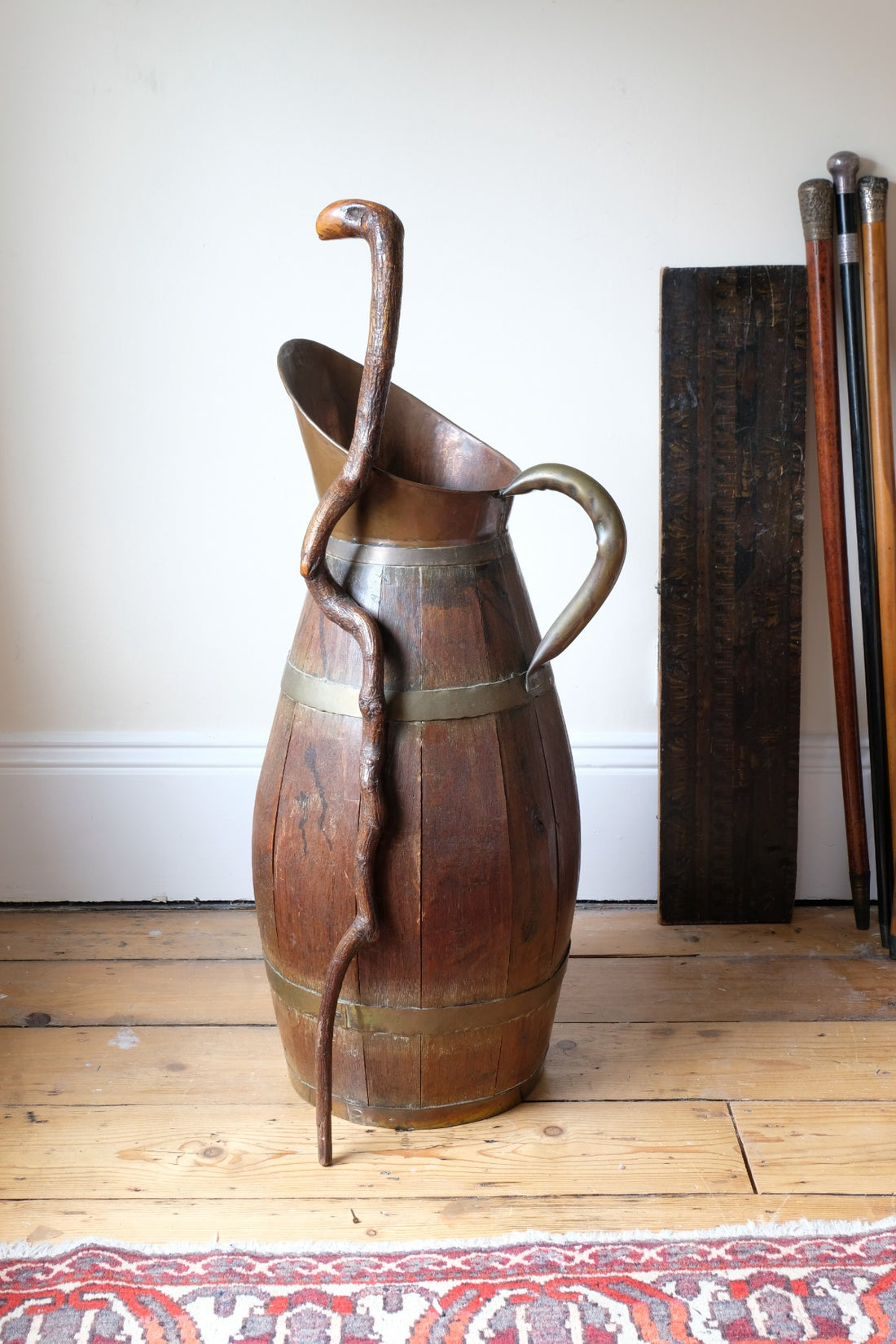 Vernacular Folk Art Twisted Walnut Walking Stick
