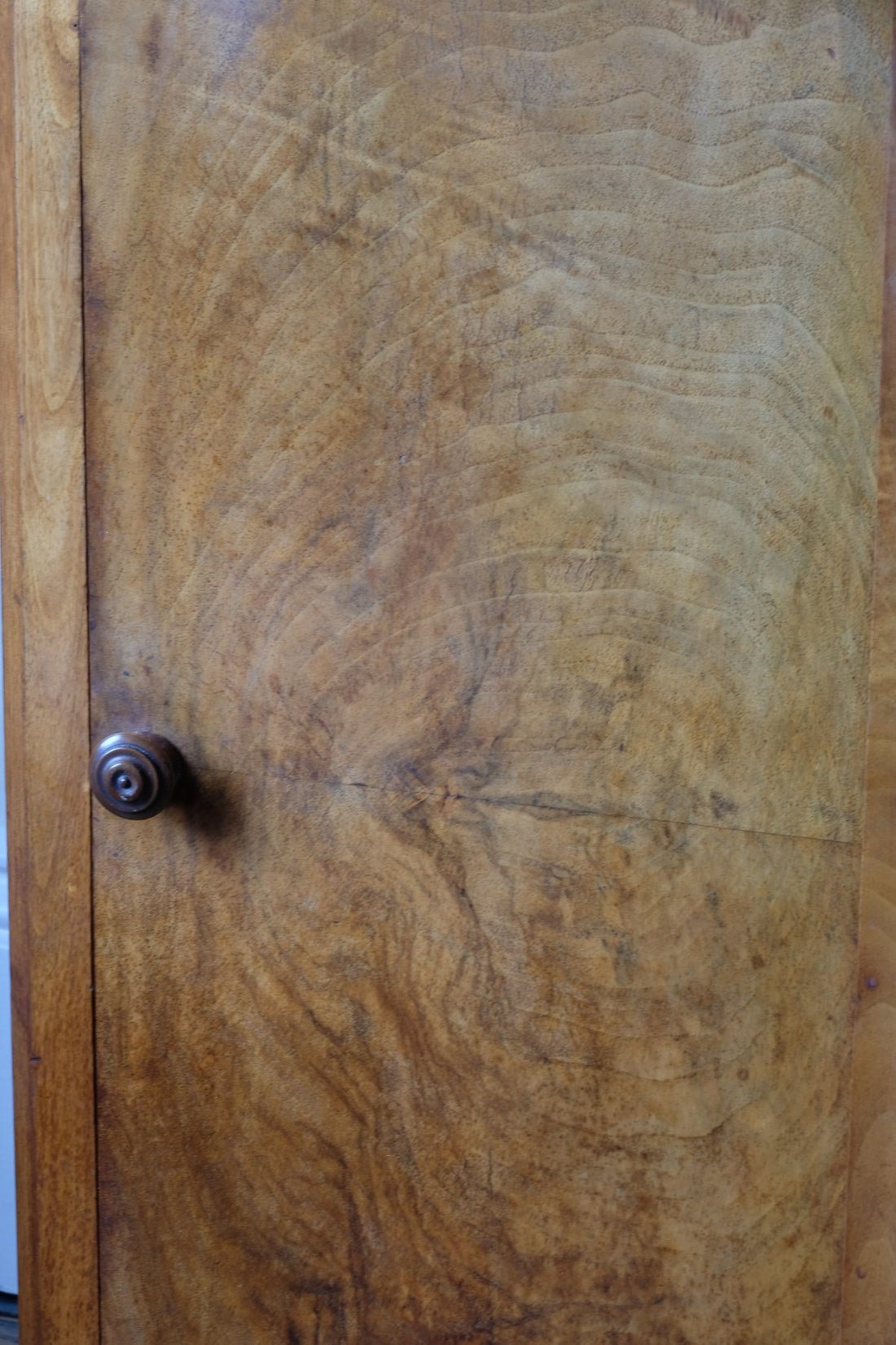 Antique Burr Walnut Bedside Cupboard With Carrara  Marble Top