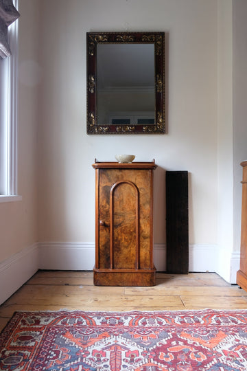 Burr Mahogany Bedside Table Nightstand with Galleried Top