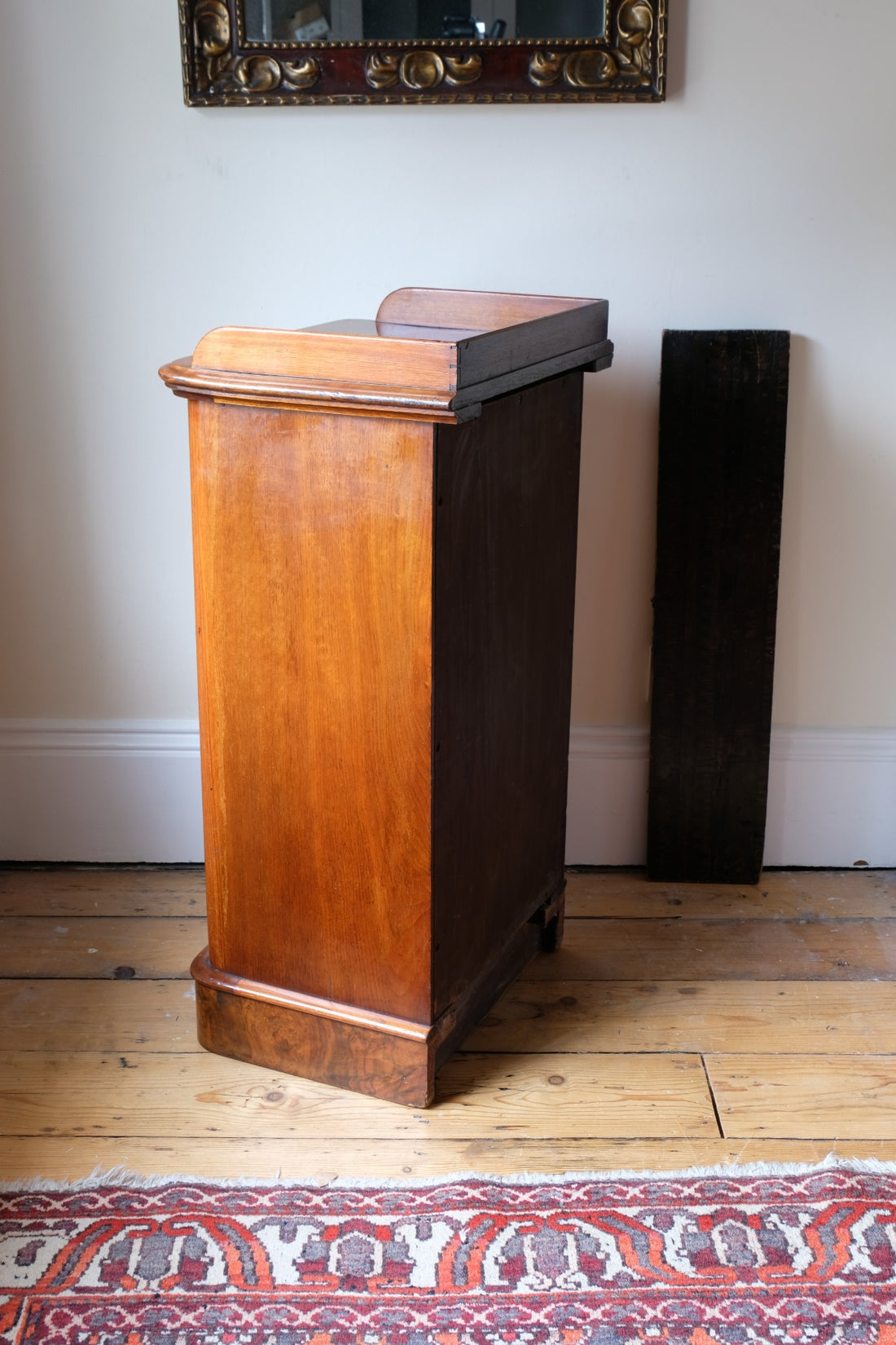 Burr Mahogany Bedside Table Nightstand with Galleried Top