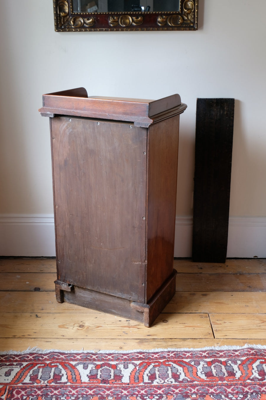 Burr Mahogany Bedside Table Nightstand with Galleried Top