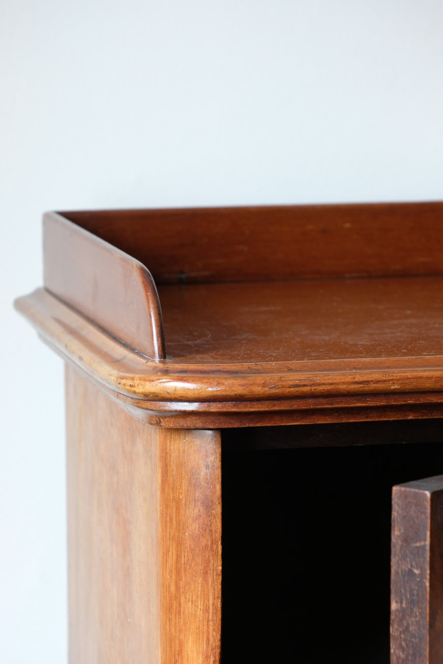 Burr Mahogany Bedside Table Nightstand with Galleried Top