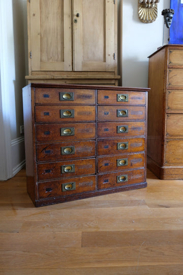 Antique Mahogany Bank Of 12 Drawers Circa 1860