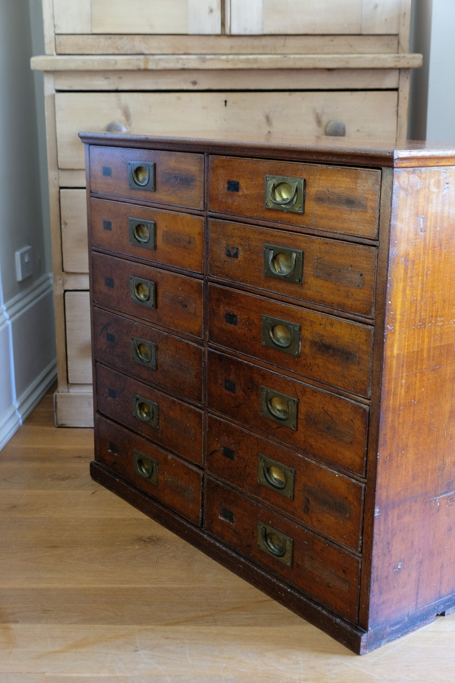 Antique Mahogany Bank Of 12 Drawers Circa 1860