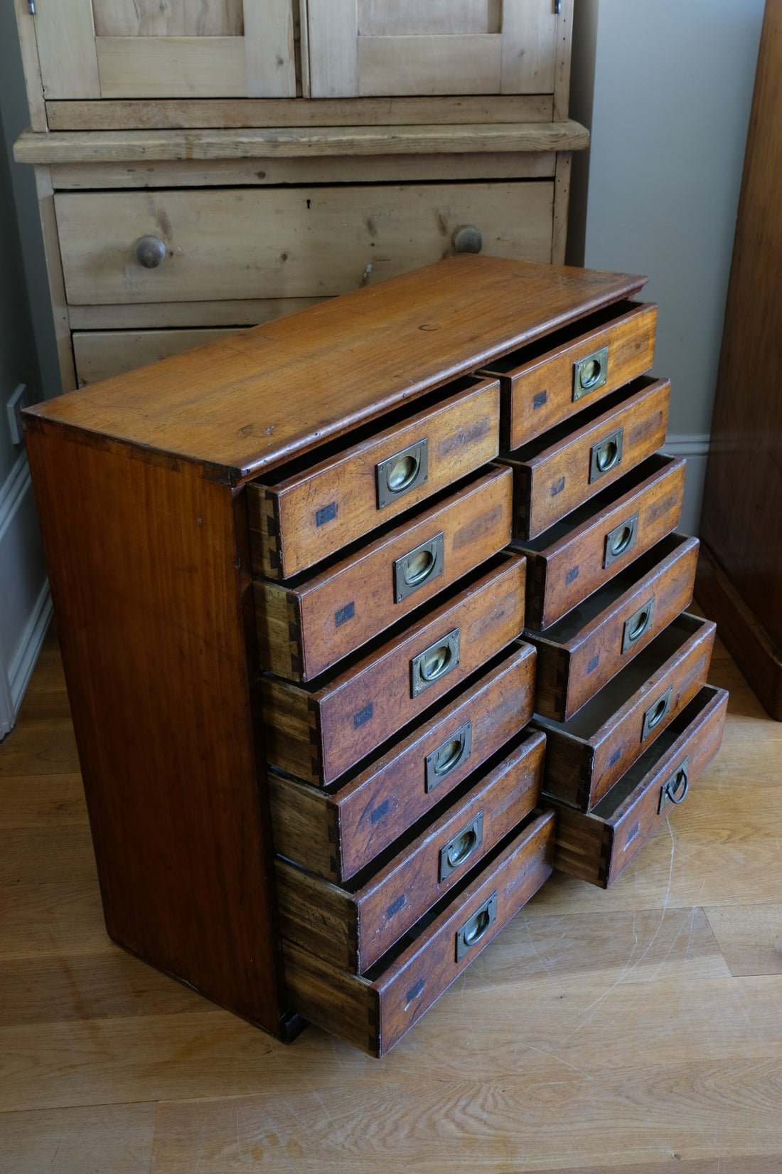 Antique Mahogany Bank Of 12 Drawers Circa 1860