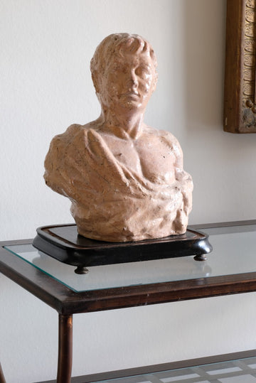 Glazed Pottery Bust Of A Roman Emperor On Stand