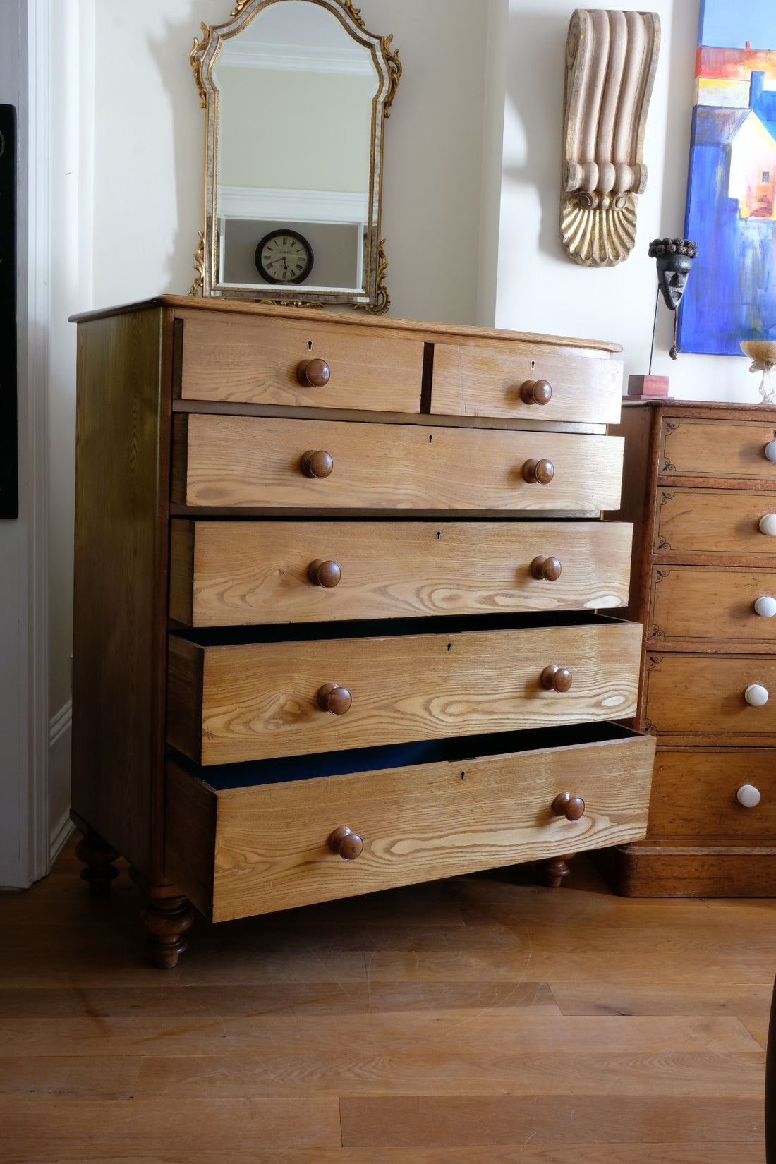 Antique Ash Chest Of Drawers Two Small Over Four Long Drawers Circa 1860