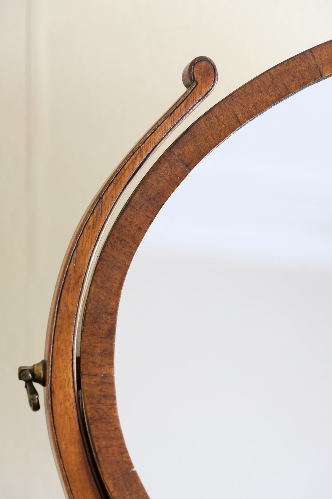 Flamed Mahogany Table Top Oval Mirror With Three Bow Fronted Drawers