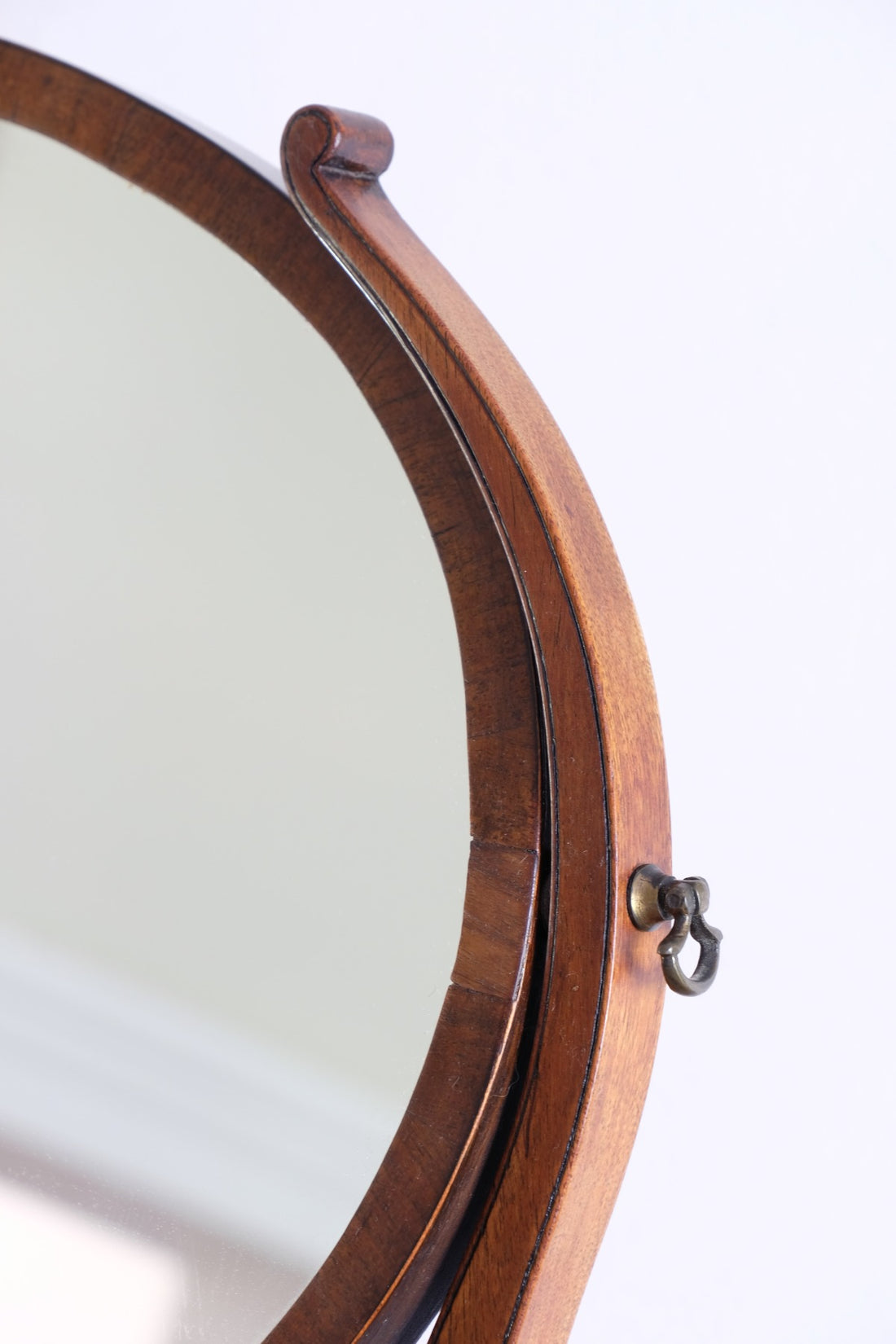 Flamed Mahogany Table Top Oval Mirror With Three Bow Fronted Drawers