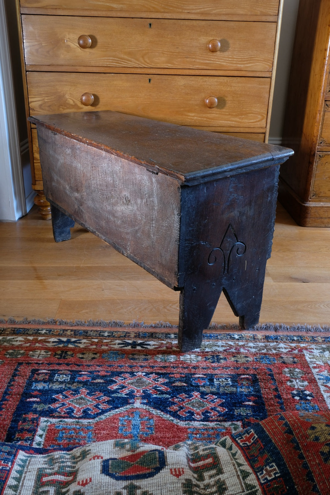 Carved Oak Coffer from the Charles II Era (c.1640–1660), ‘E.H.’ Initials
