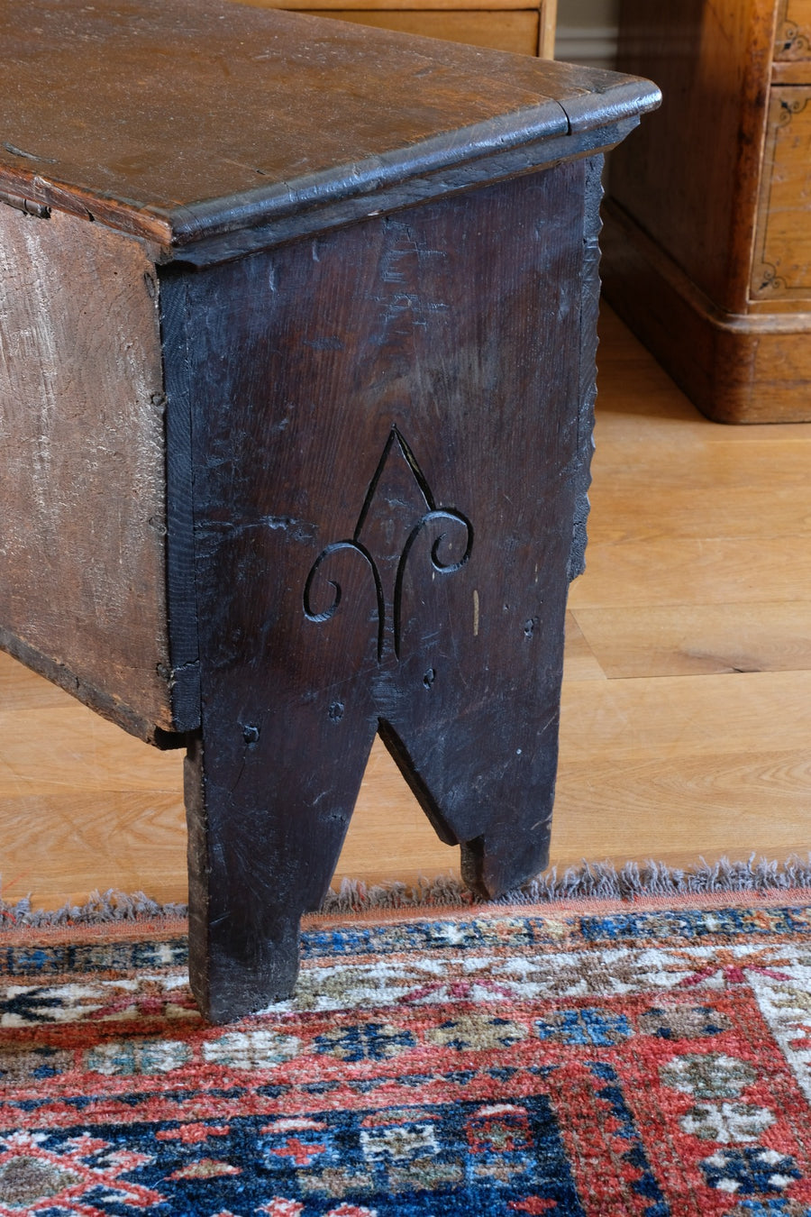 Carved Oak Coffer from the Charles II Era (c.1640–1660), ‘E.H.’ Initials