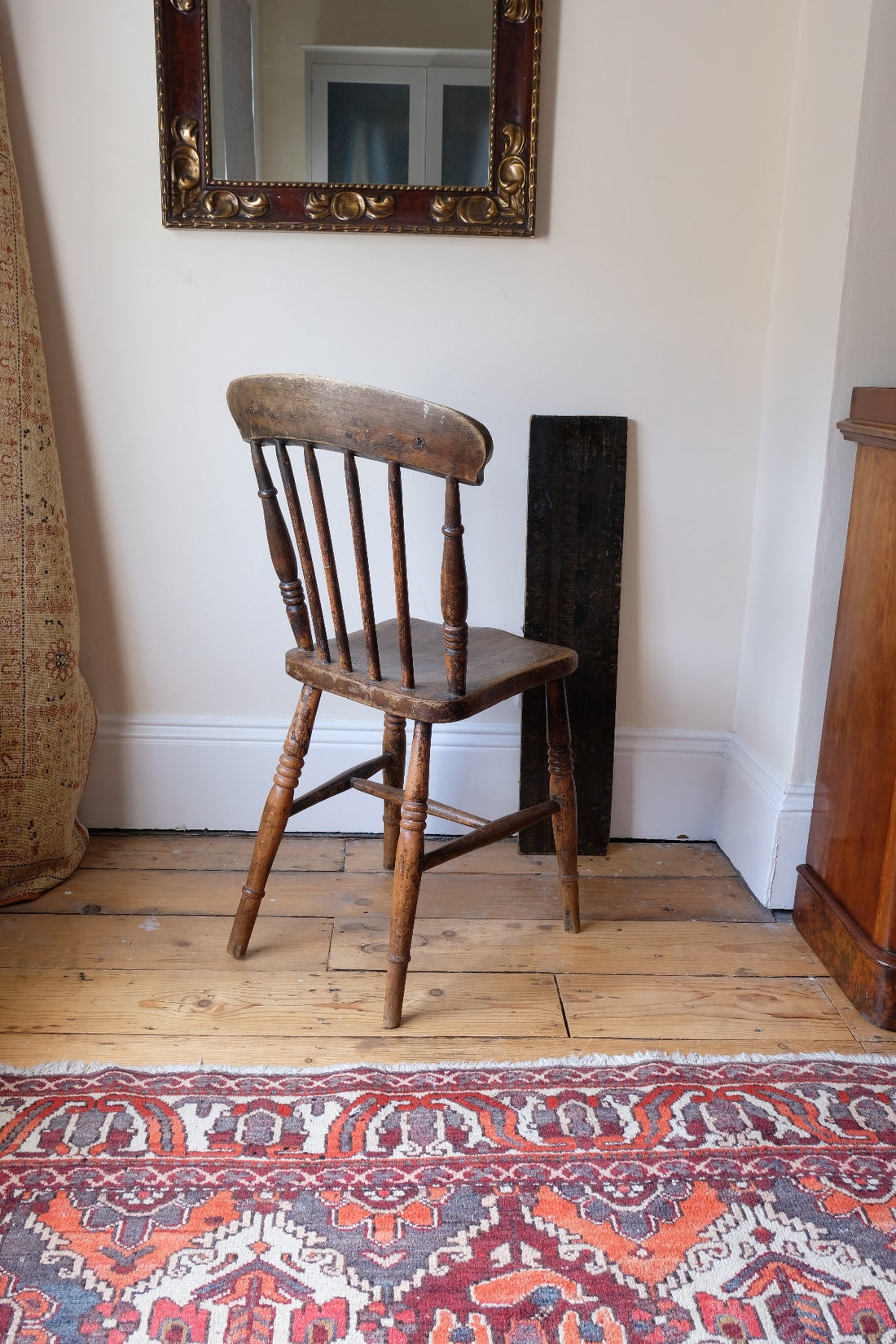 Painted Ash and Elm Windsor Spindle Back Chair Circa 1890s