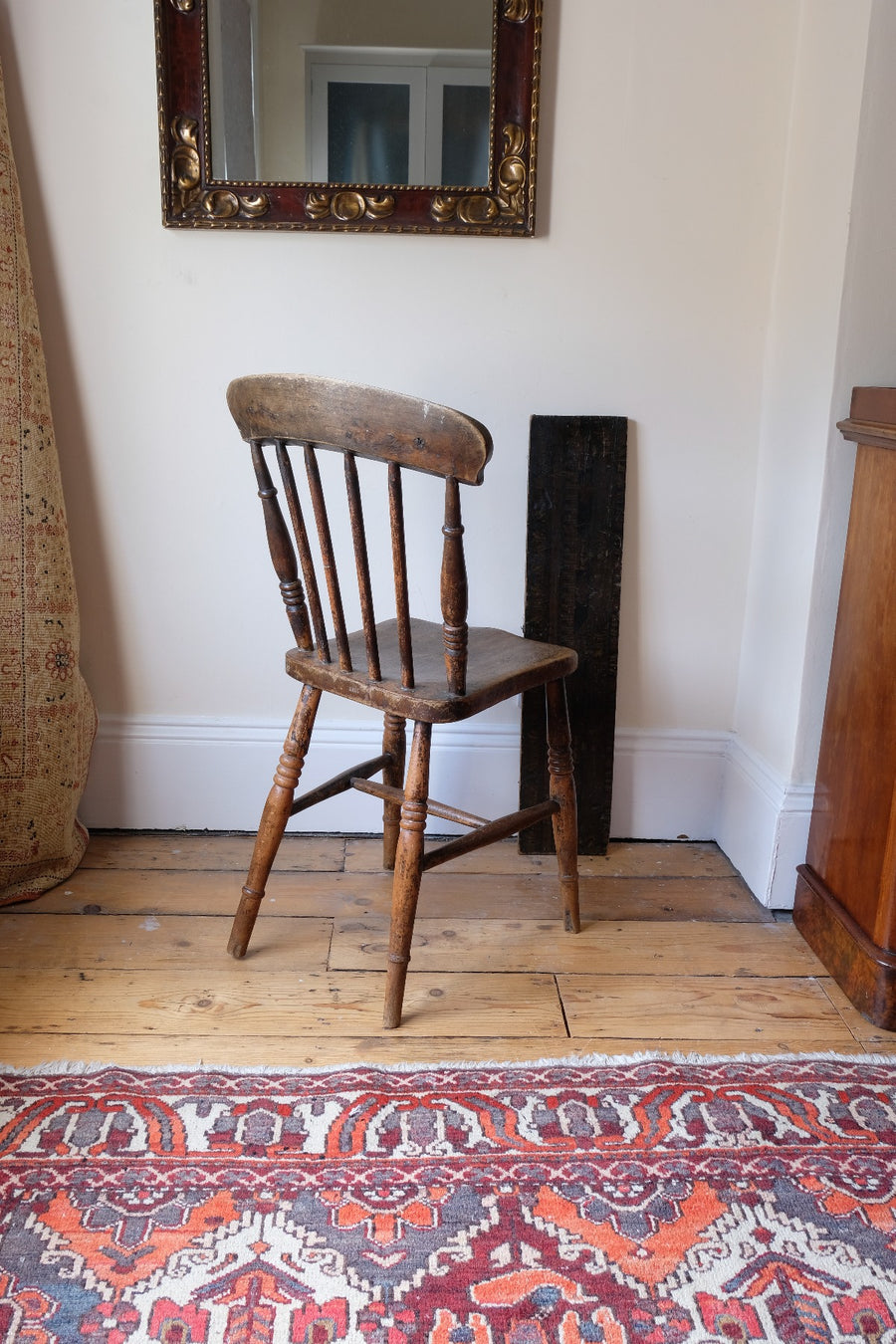 Painted Ash and Elm Windsor Spindle Back Chair Circa 1890s