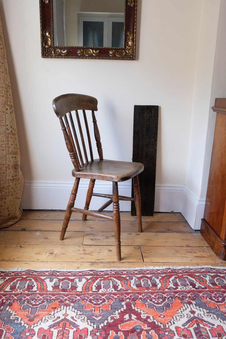 Painted Ash and Elm Windsor Spindle Back Chair Circa 1890s