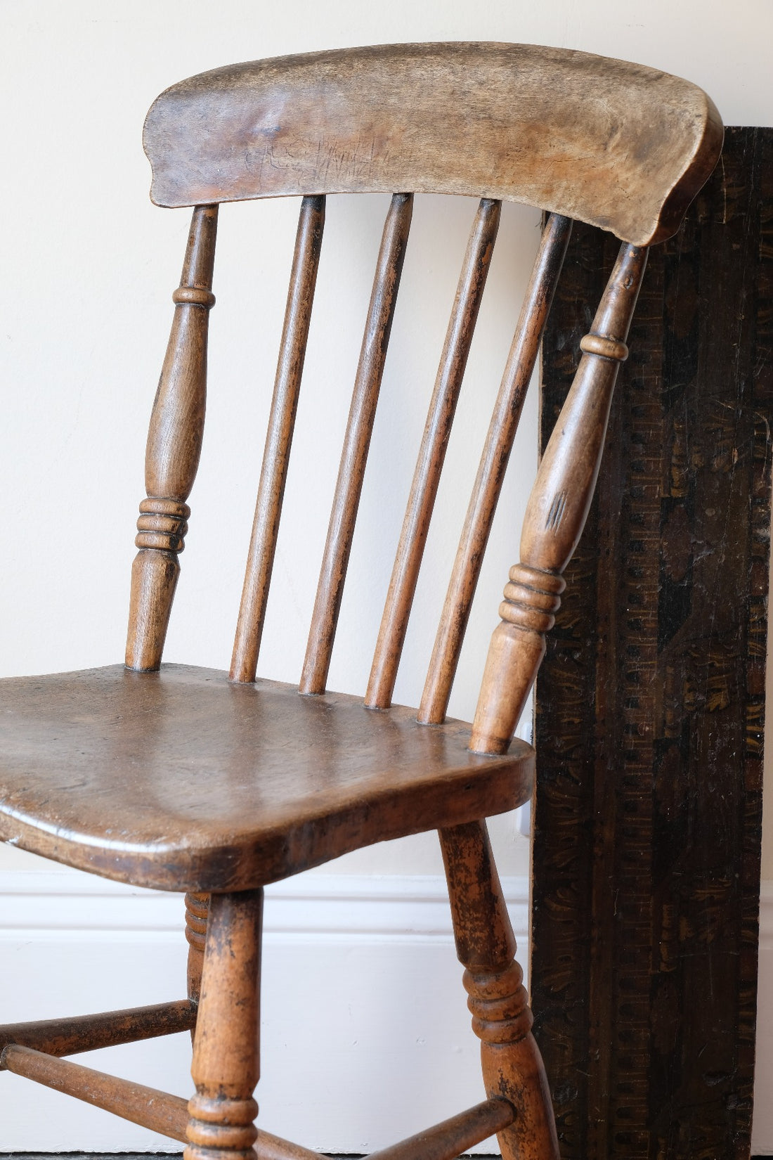 Painted Ash and Elm Windsor Spindle Back Chair Circa 1890s
