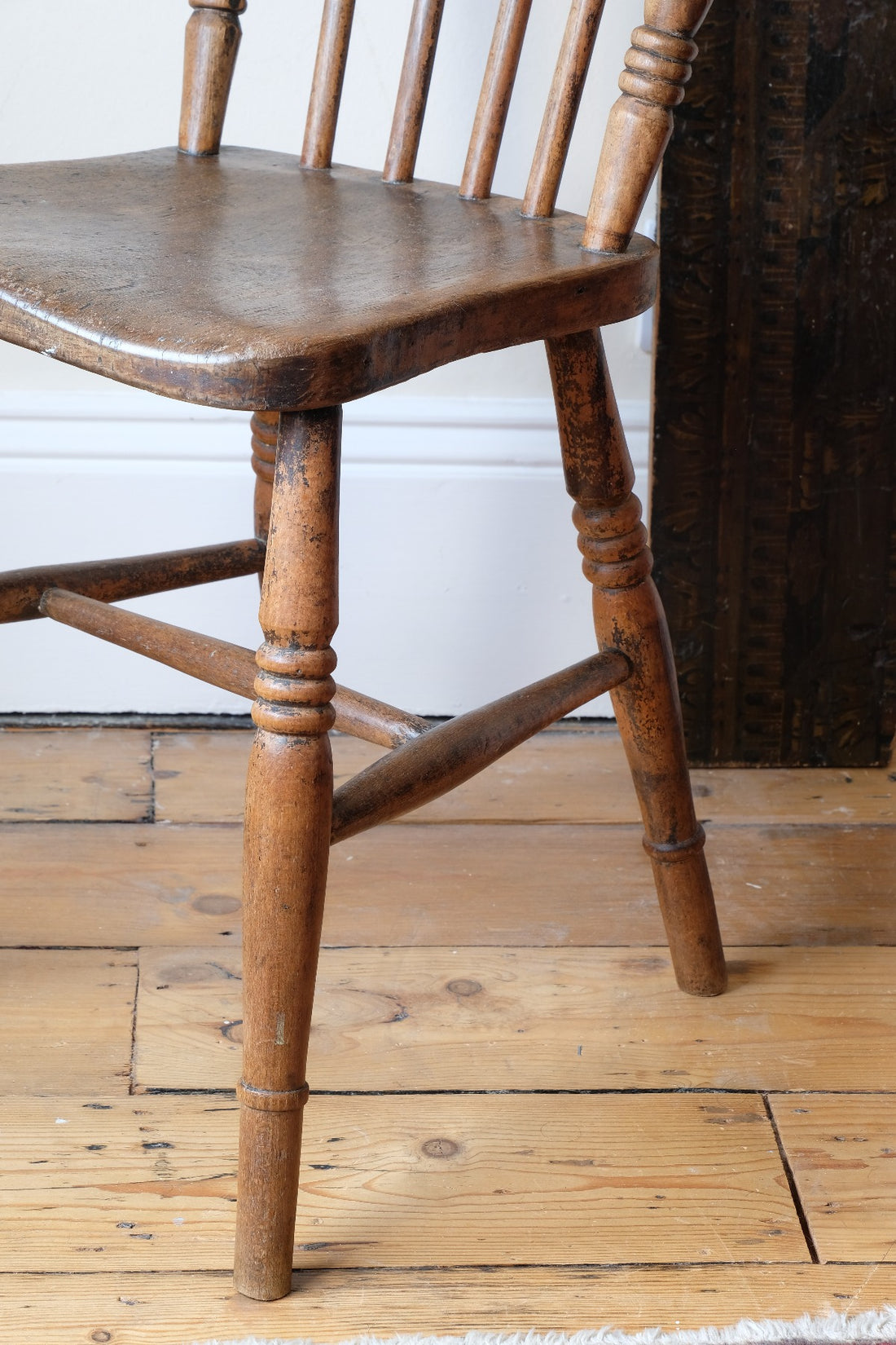 Painted Ash and Elm Windsor Spindle Back Chair Circa 1890s
