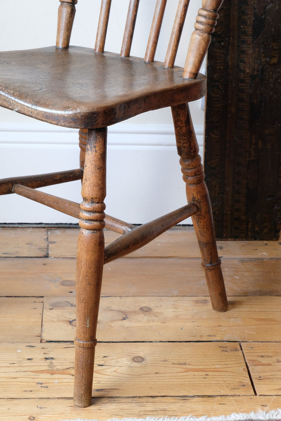 Painted Ash and Elm Windsor Spindle Back Chair Circa 1890s