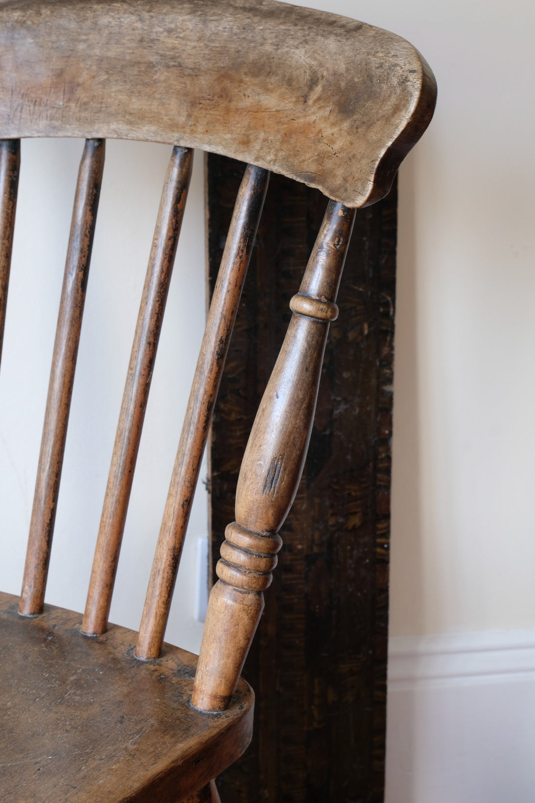 Painted Ash and Elm Windsor Spindle Back Chair Circa 1890s