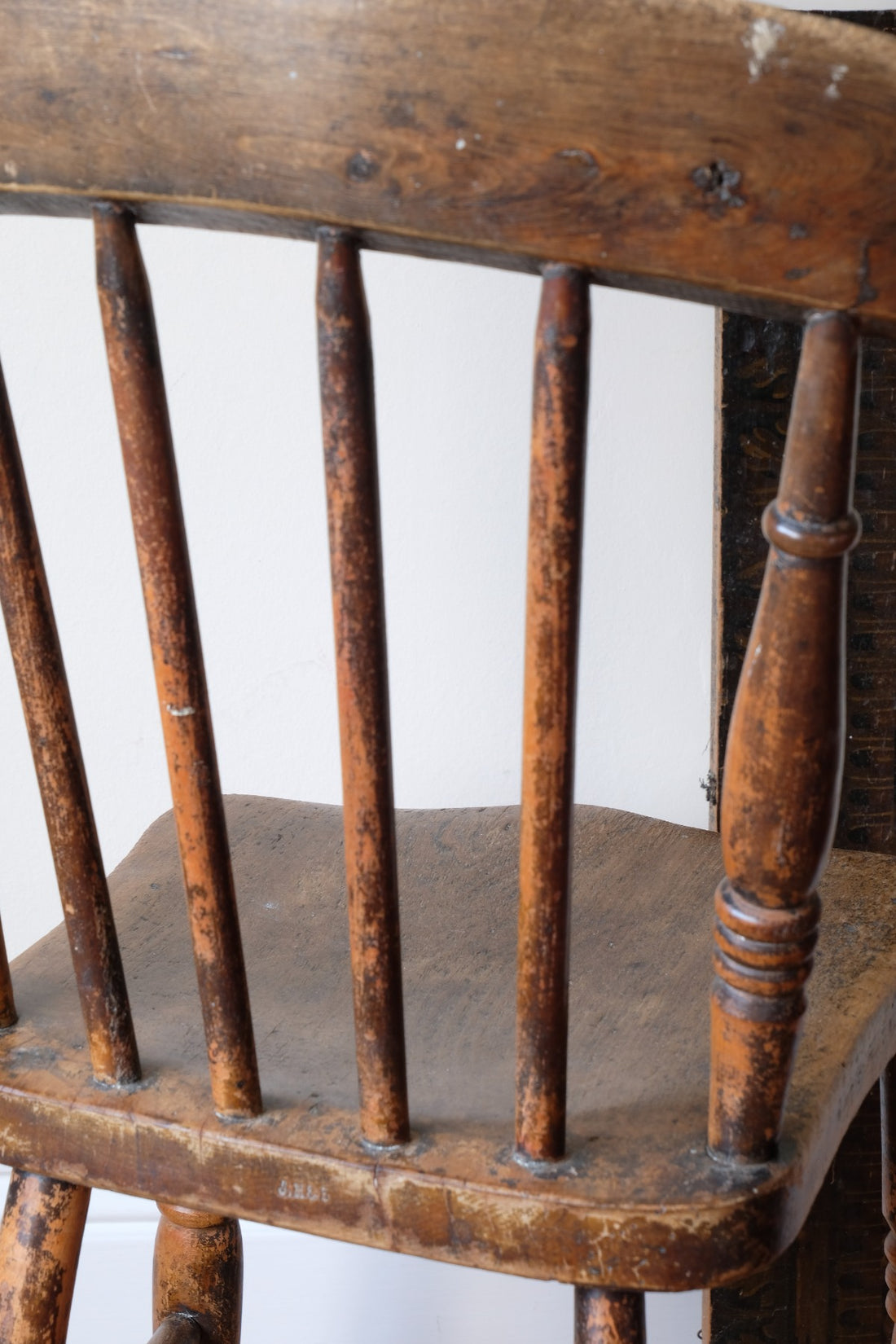Painted Ash and Elm Windsor Spindle Back Chair Circa 1890s