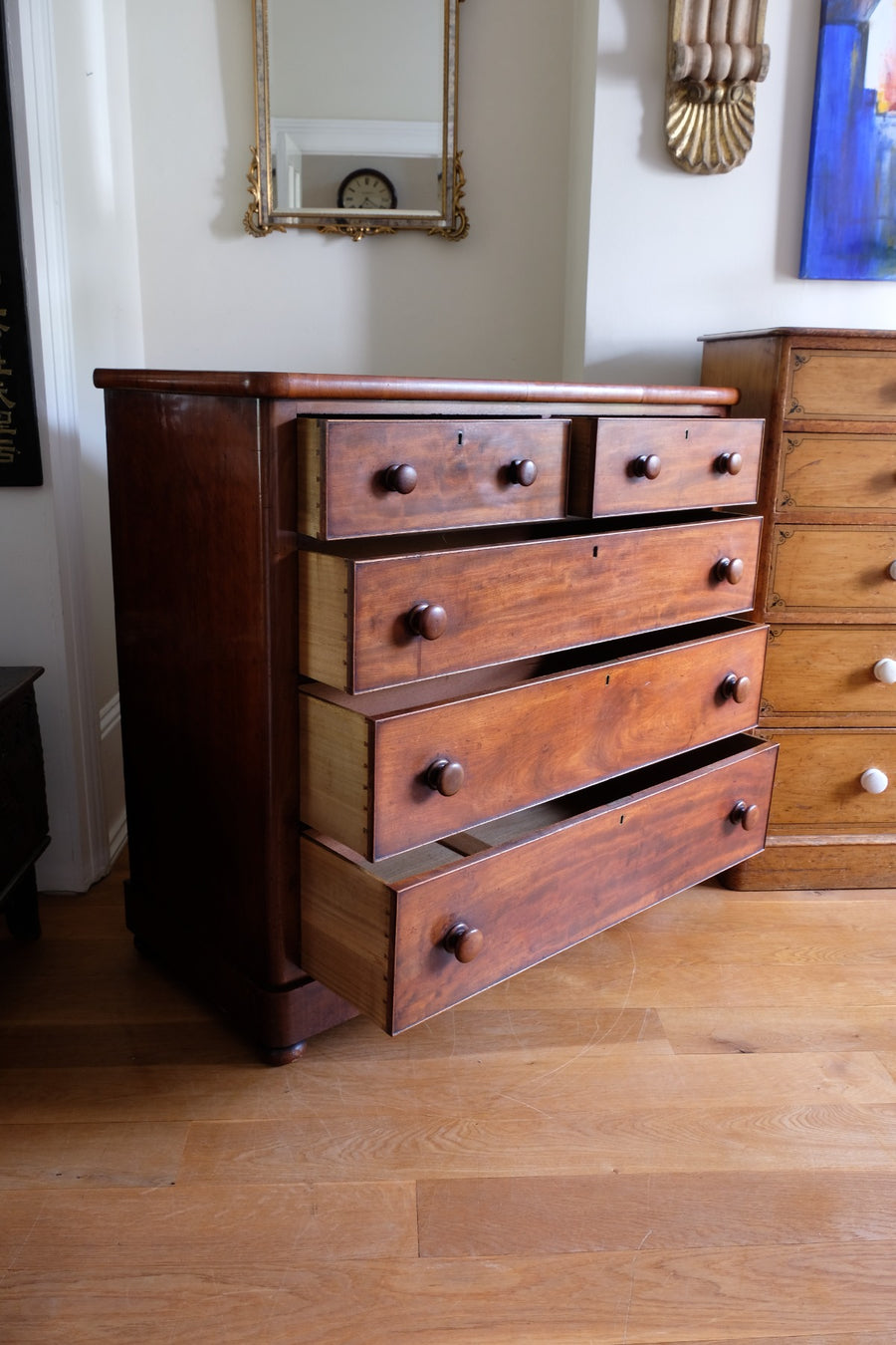 Victorian Mahogany Chest of Drawers – 2‑over‑3 Large Storage