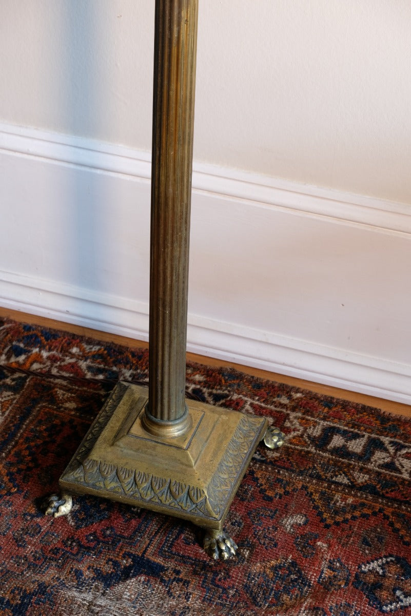 19th Century Paw Feet Brass Base Standard Lamp