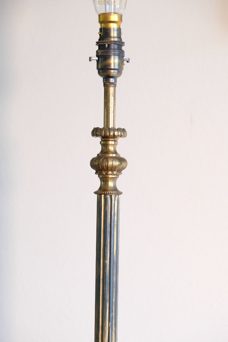 Patinated Brass Standard Lamp With Gadrooning Detail