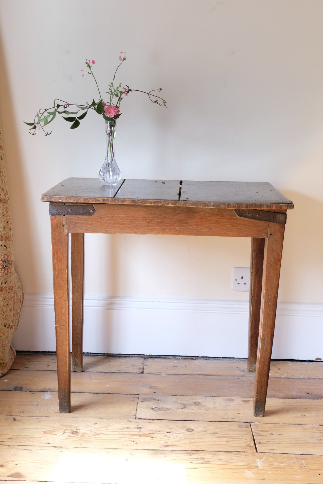 Naive 17th Century Welsh Oak Table with Iron Strapwork