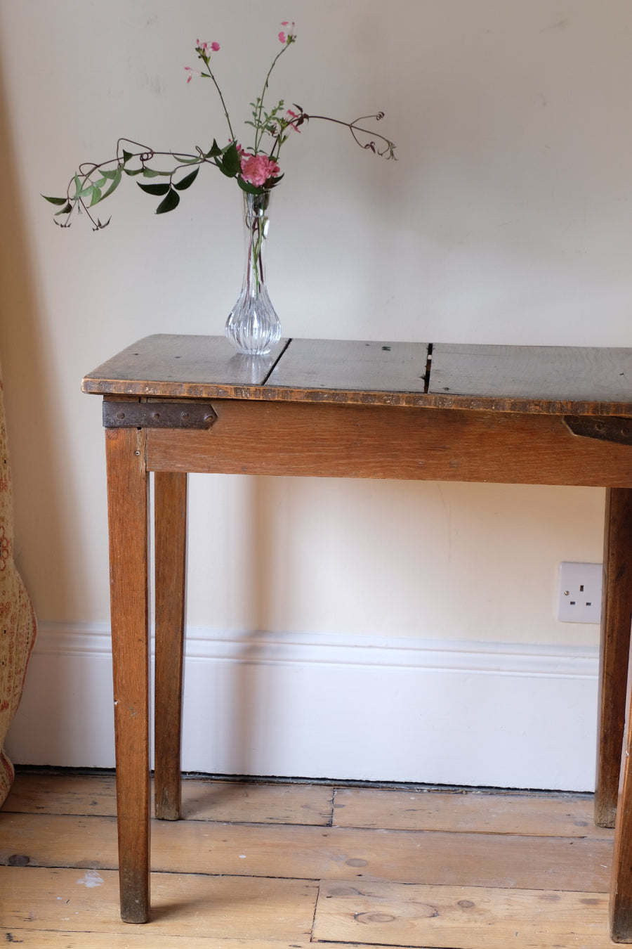 Naive 17th Century Welsh Oak Table with Iron Strapwork