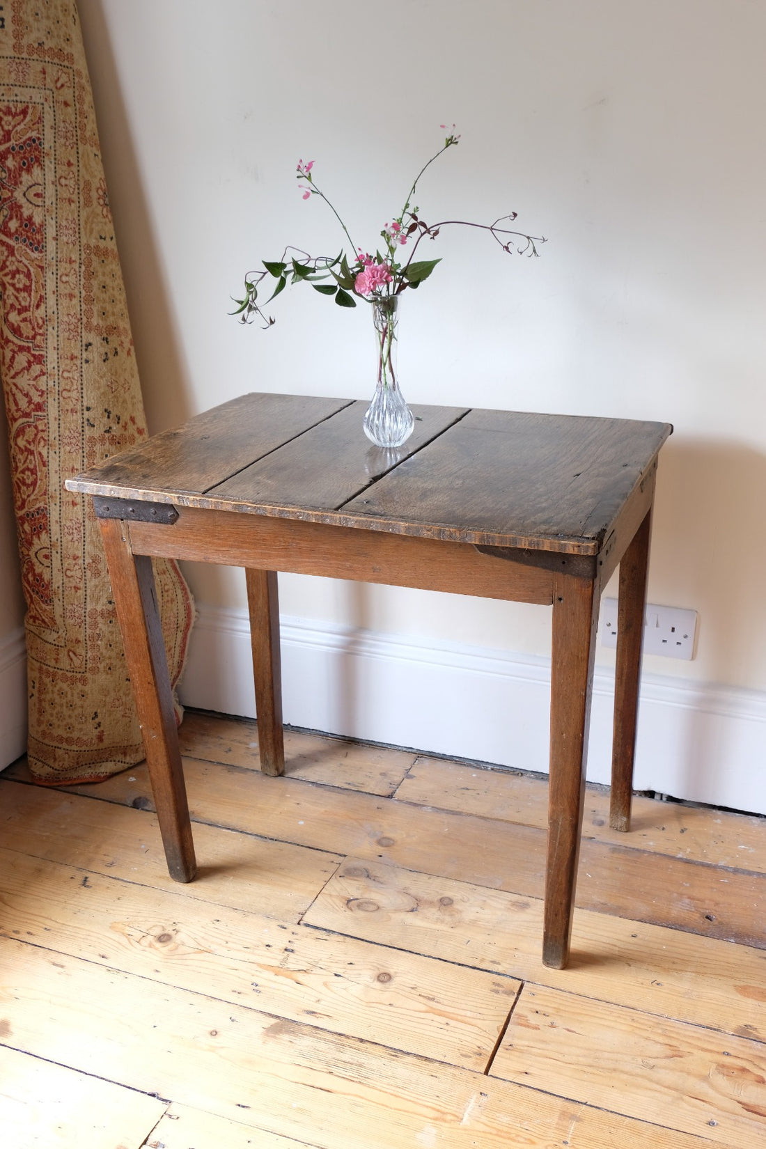 Naive 17th Century Welsh Oak Table with Iron Strapwork