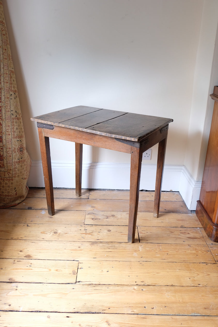 Naive 17th Century Welsh Oak Table with Iron Strapwork