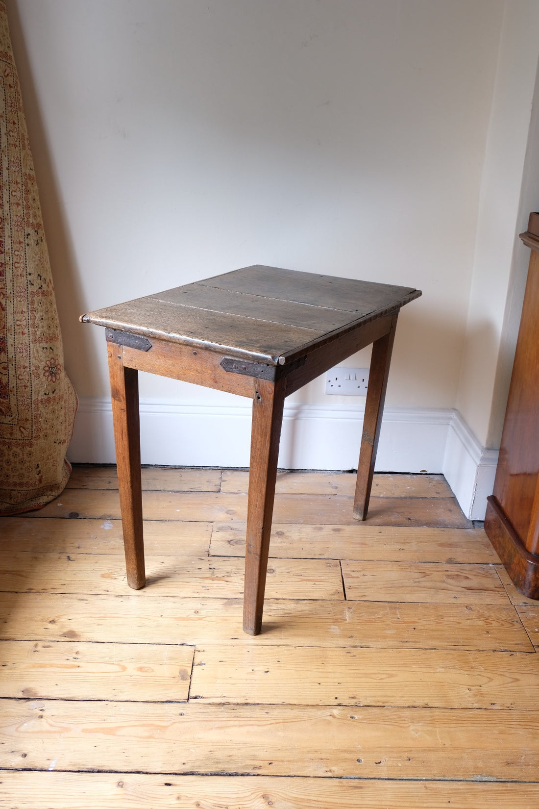 Naive 17th Century Welsh Oak Table with Iron Strapwork