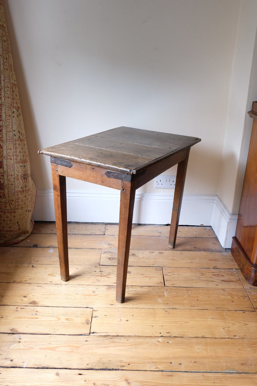Naive 17th Century Welsh Oak Table with Iron Strapwork