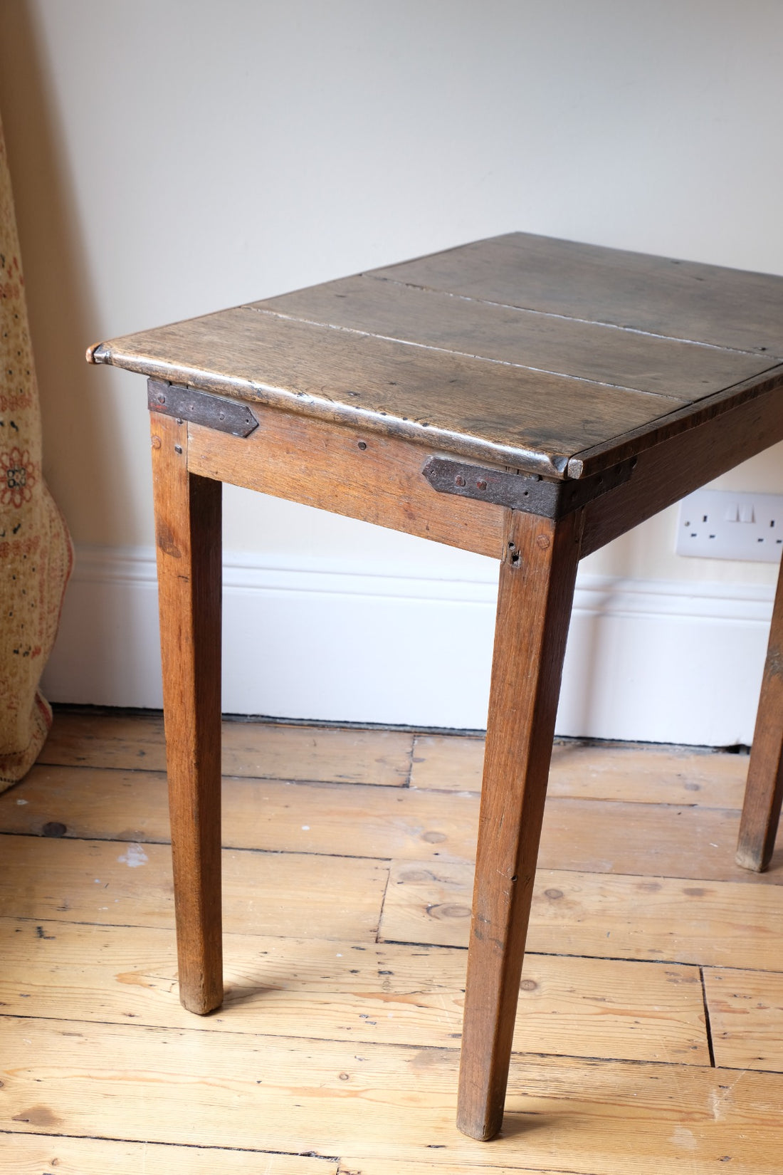 Naive 17th Century Welsh Oak Table with Iron Strapwork