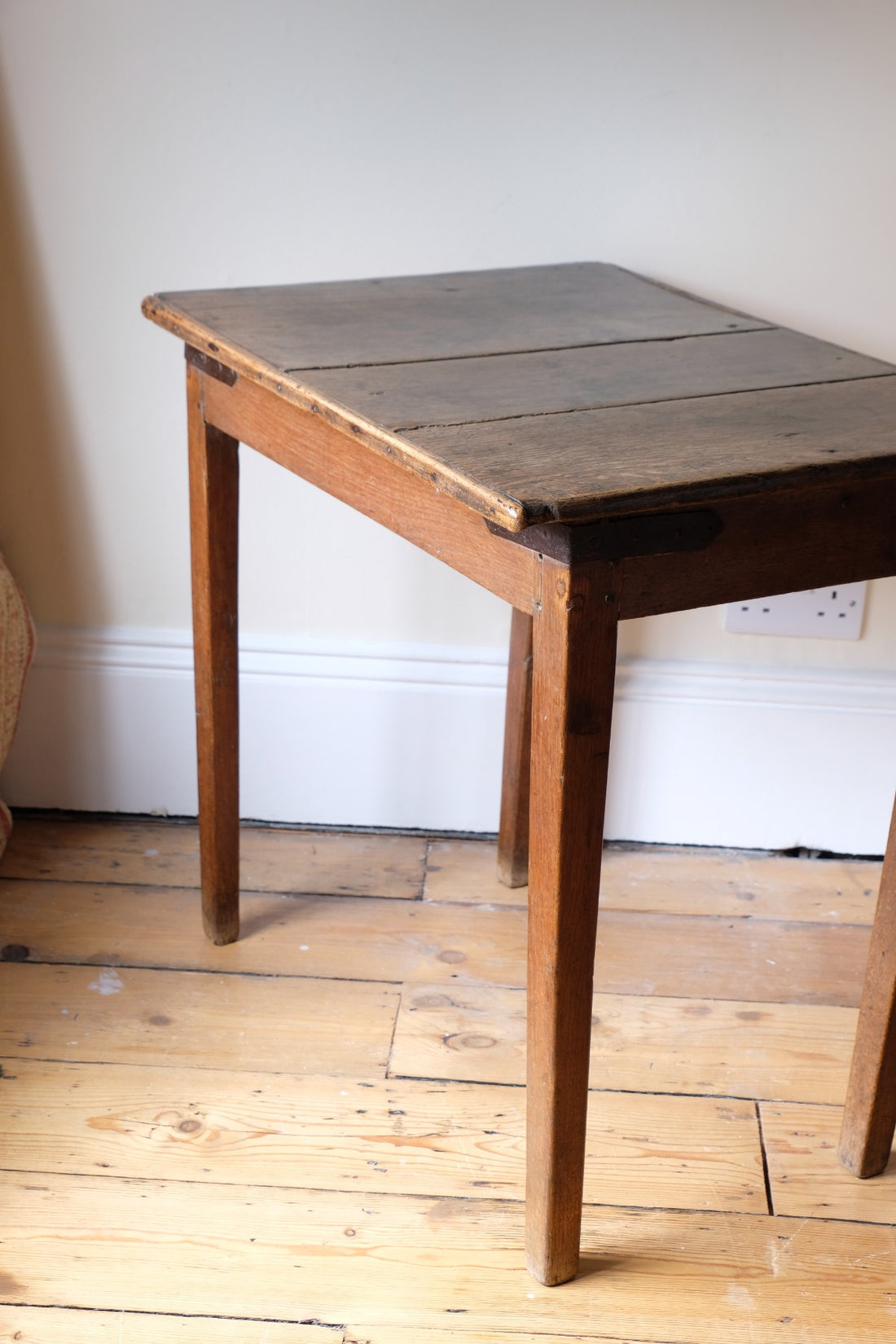 Naive 17th Century Welsh Oak Table with Iron Strapwork
