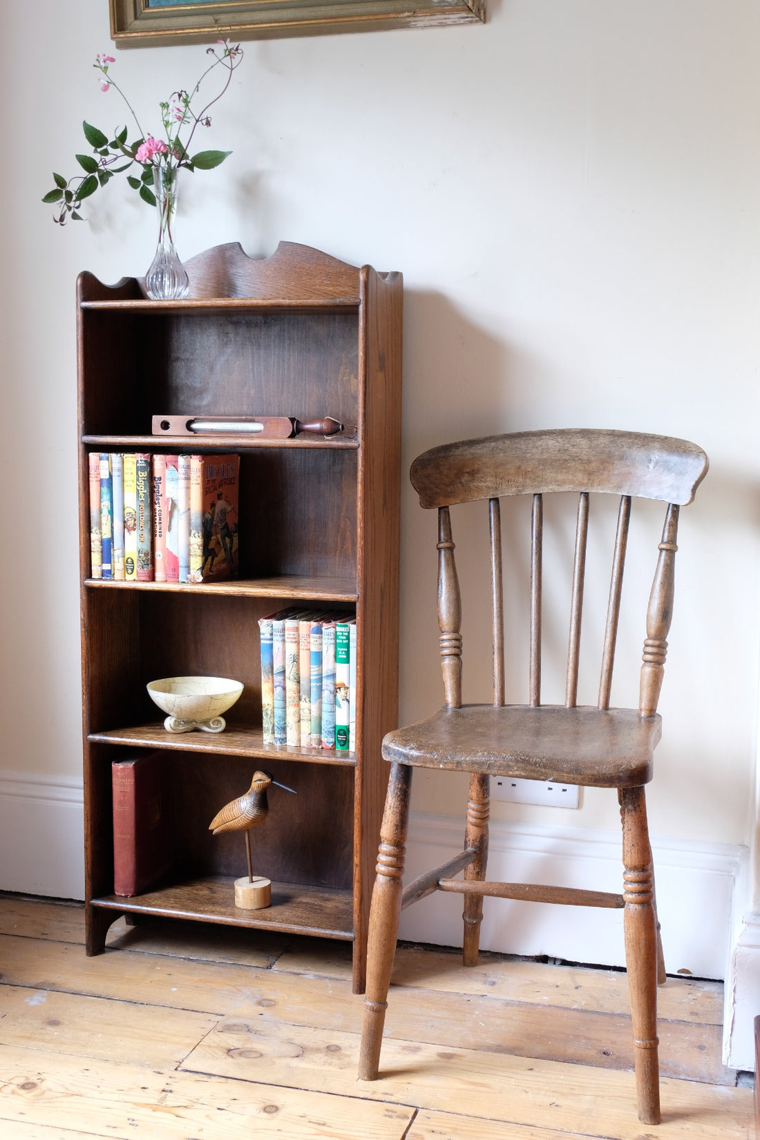 Waring and Gillow English Oak Gallery Top Bookcase Dated 1932