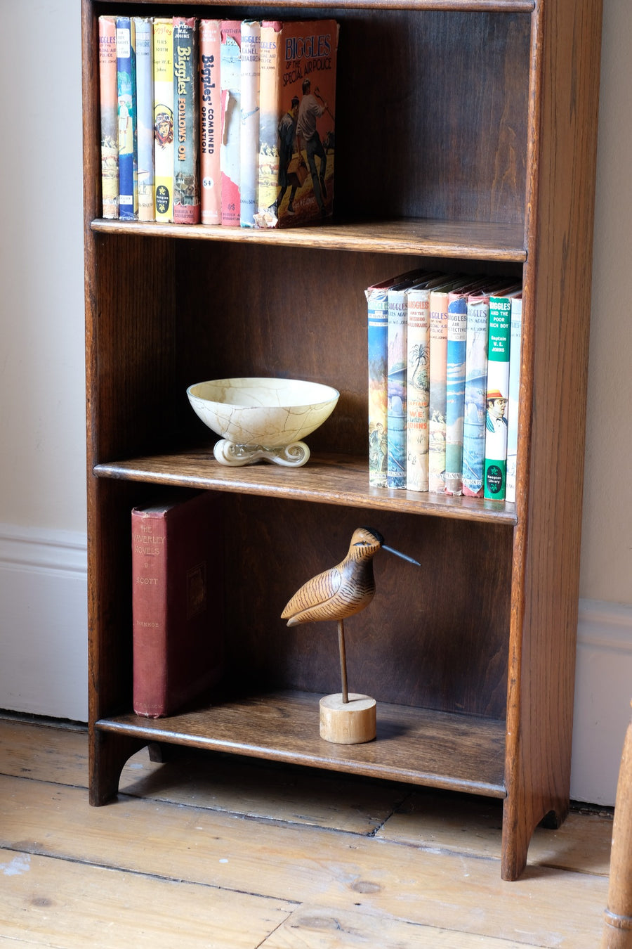 Waring and Gillow English Oak Gallery Top Bookcase Dated 1932