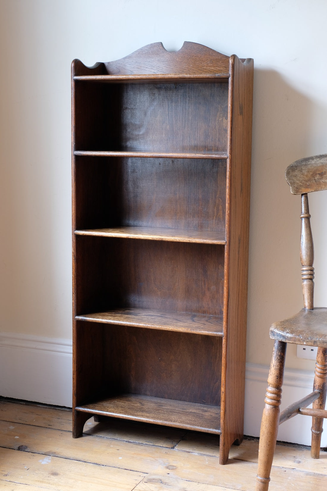 Waring and Gillow English Oak Gallery Top Bookcase Dated 1932